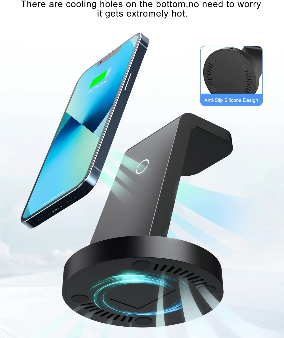 ETEPEHI 3-in-1 Wireless Charging Station - Fast 18W Dock for iPhone 17/16/15/14/13/12/11, Apple Watch & AirPods (4/3/Pro)